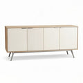 Modern wooden sideboard with white finish and four doors 150 x 40 x 75cm