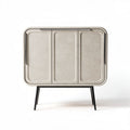 Contemporary sideboard cabinet in textured light gray finish with black legs 90 x 40 x 85cm