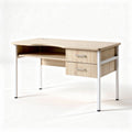 Wooden writing desk with two drawers and metal legs 120 x 60 x 75cm