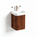 Wall-mounted sink with wooden cabinet and ceramic basin 40 x 30 x 15cm