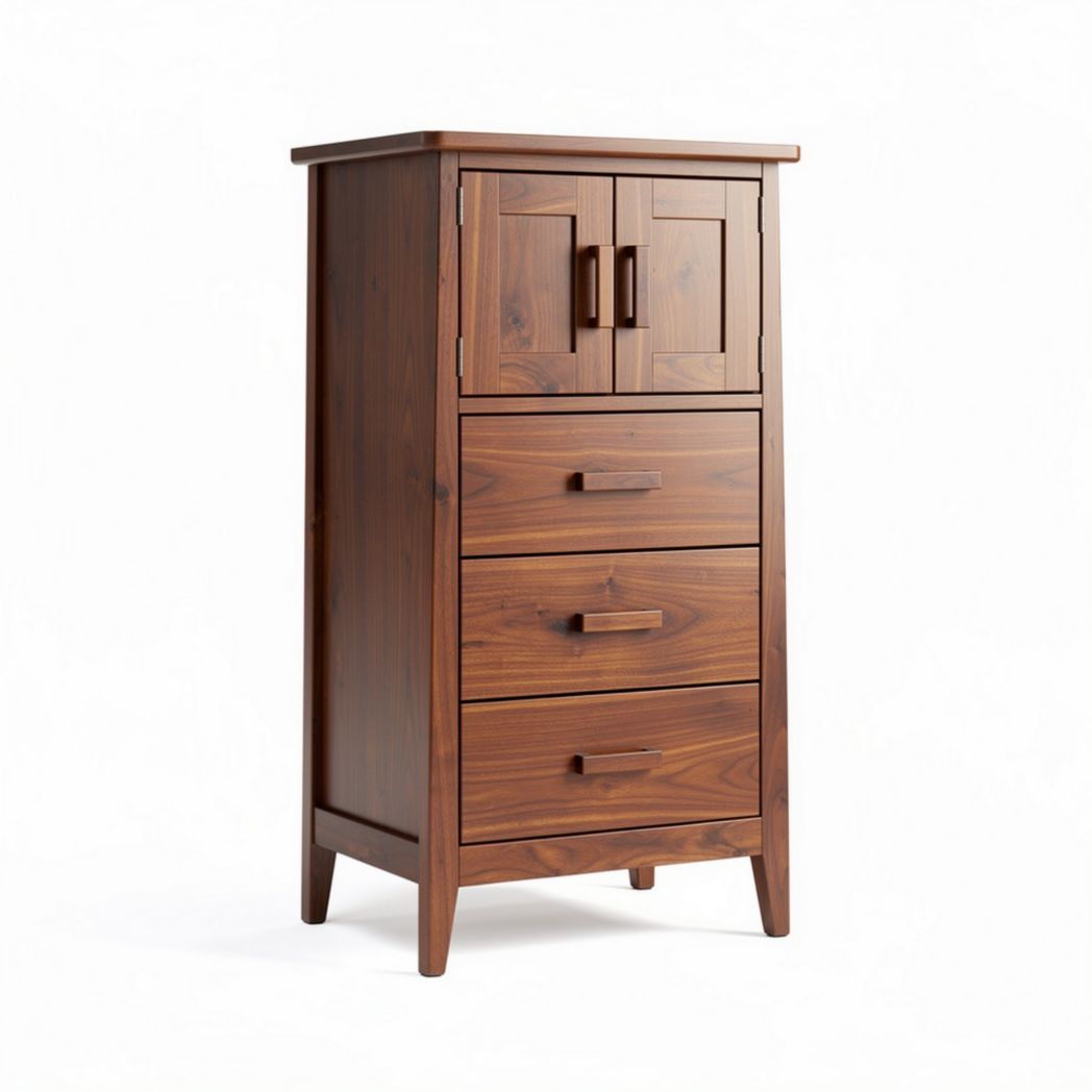 Wooden storage cabinet with four drawers and two doors 30 x 40 x 90cm