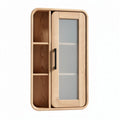 Wooden wall-mounted cabinet with glass door and open shelves 80 x 50 x 15cm
