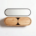 Wooden storage box with two compartments and mirror 80 x 30 x 15cm