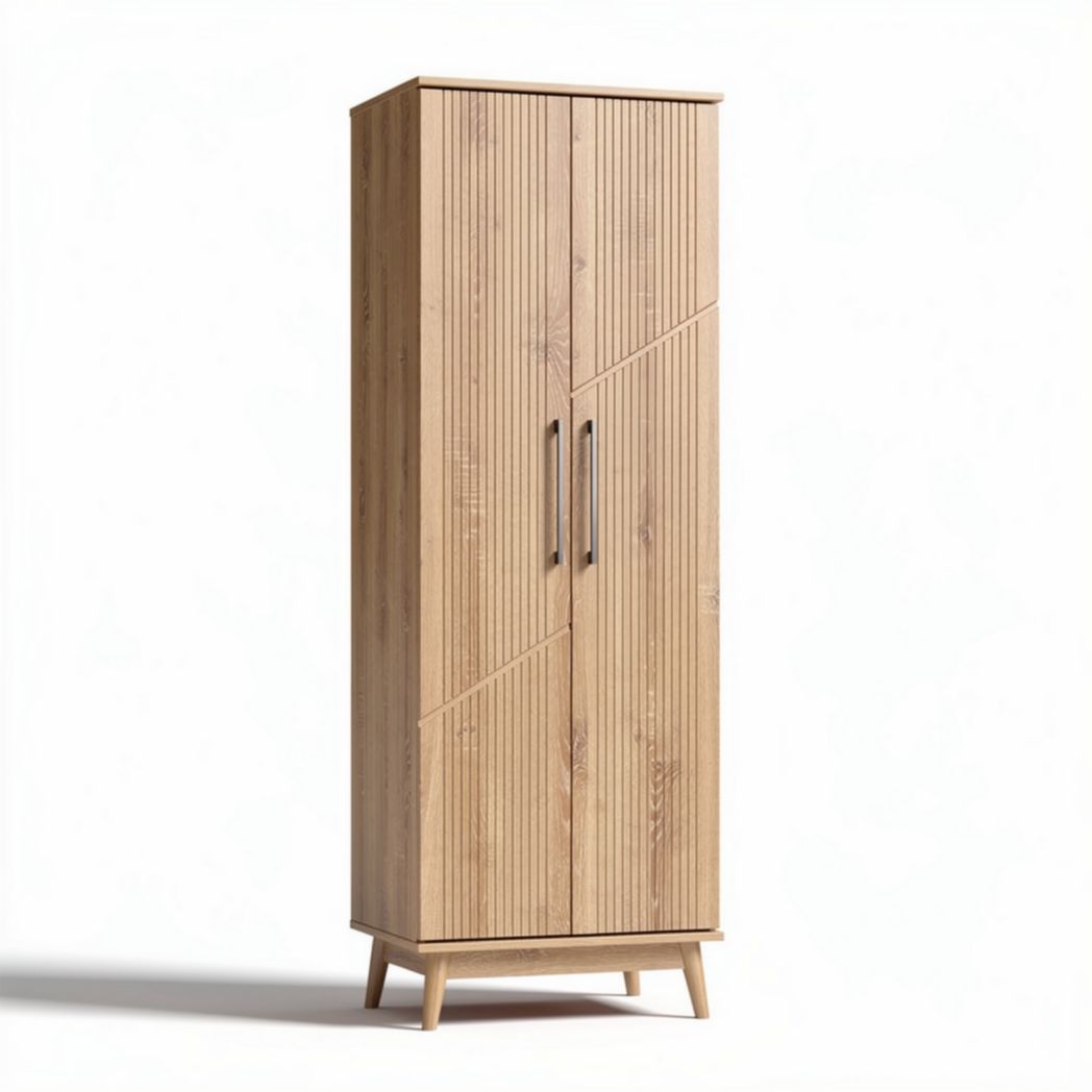 Wooden storage cabinet with two doors and modern design 40 x 30 x 150cm