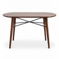 Brown wooden dining table with black metal legs 120 x 60 x 75cm