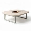 Square coffee table with storage compartment in light wood finish 90 x 90 x 30cm